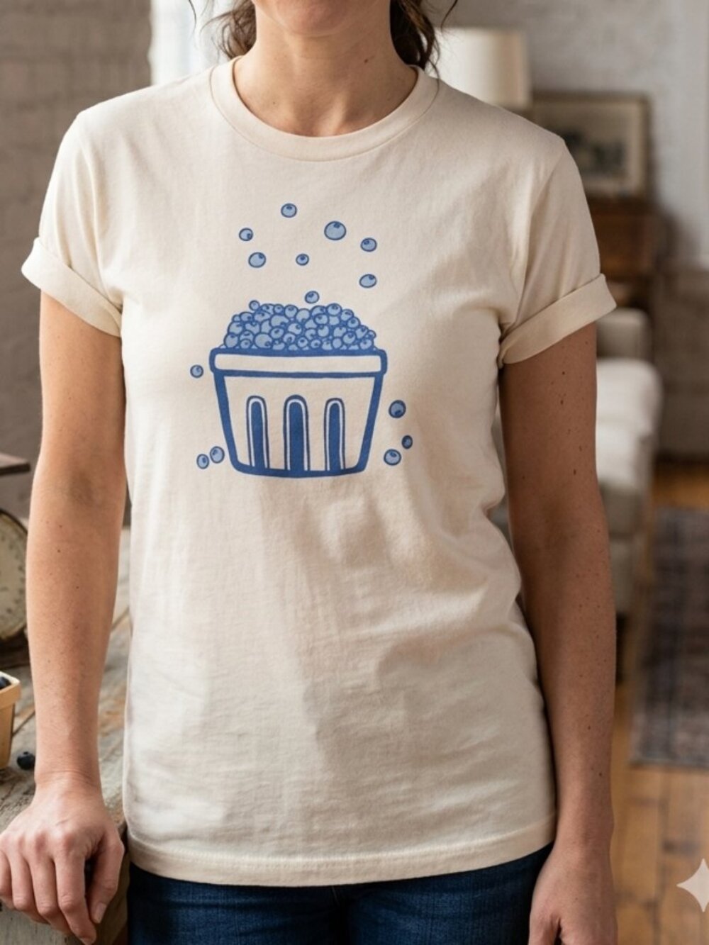 Blueberry Graphic T-Shirt | Screen Printed Foodie Tee | Fresh Fruit Aesthetic